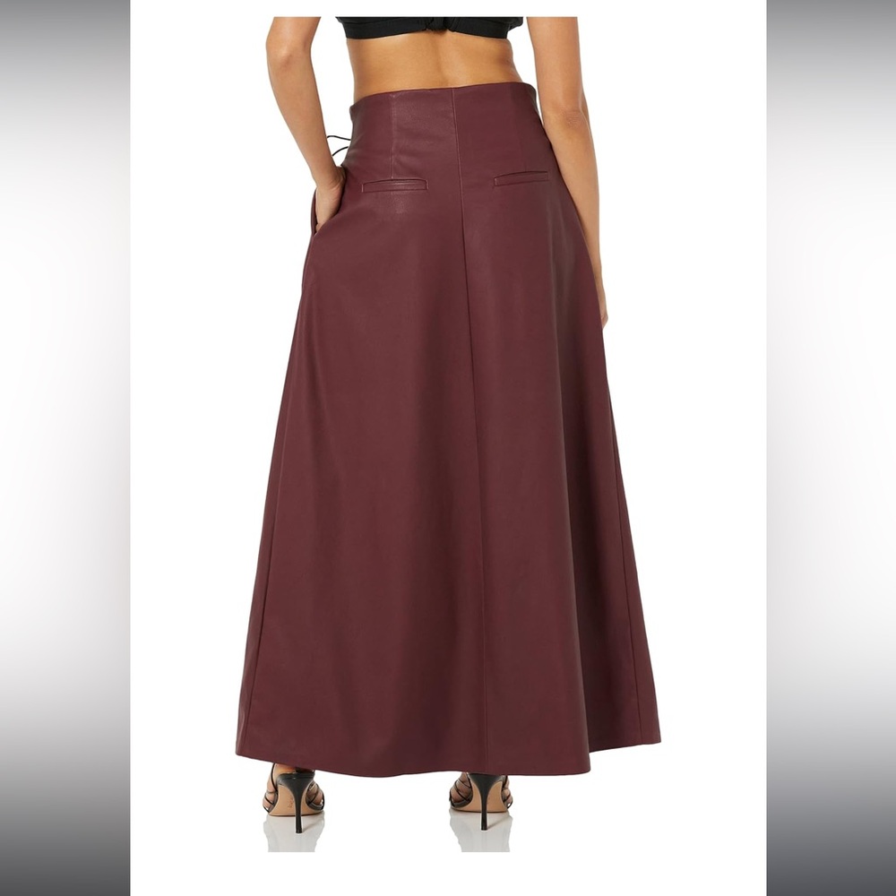 TEREA Women's Liv Vegan Leather Maxi Skirt XL Dark Cherry - Picture 2 of 7